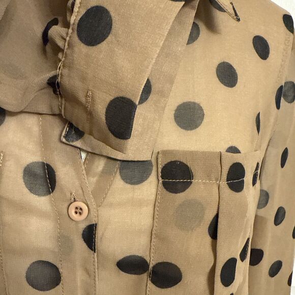 Tan And Black Polka Dot Blouse - Picture 3 of 5